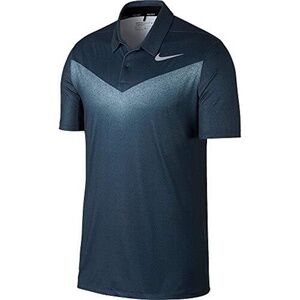 Nike Dri Fit Chevron Print Men's Golf Polo Dark Teal White Gradient